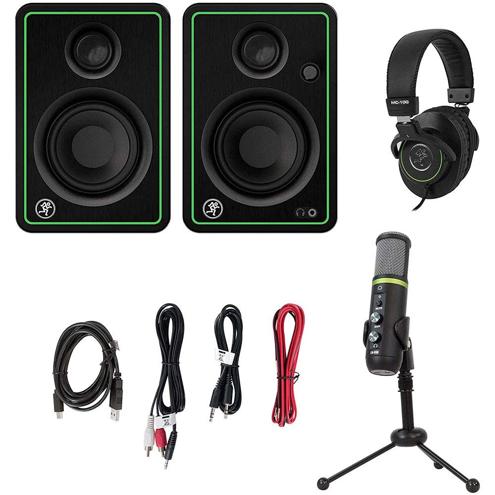 Mackie Creator Bundle with CR3-X Monitors EM-USB Condenser Microphone and MC-100 Headphone
