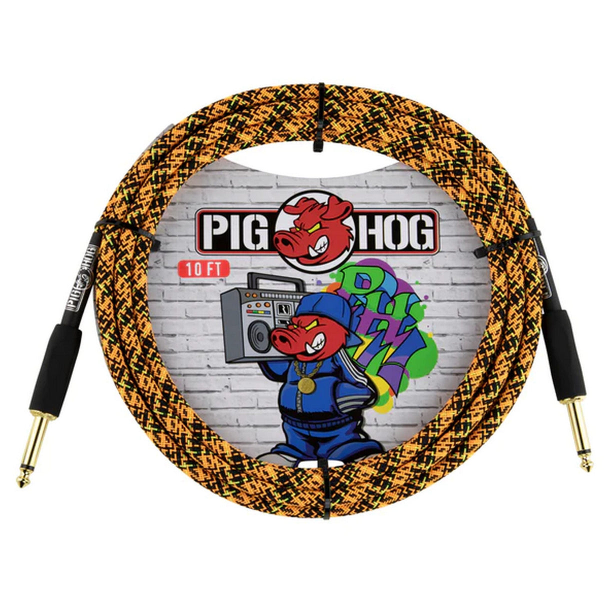 Pig Hog PCH10GOR Orange Graffiti Instrument Cable 10-Feet Straight