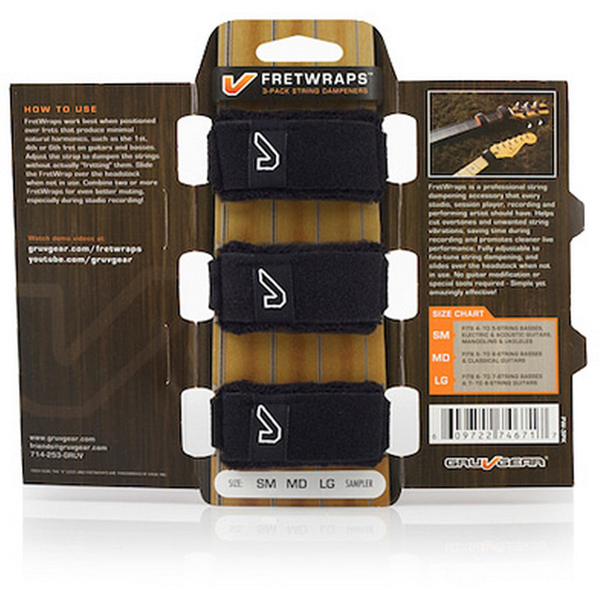 Gruv Gear FretWraps String Muter 3-Pack Black Extra Large - accessories