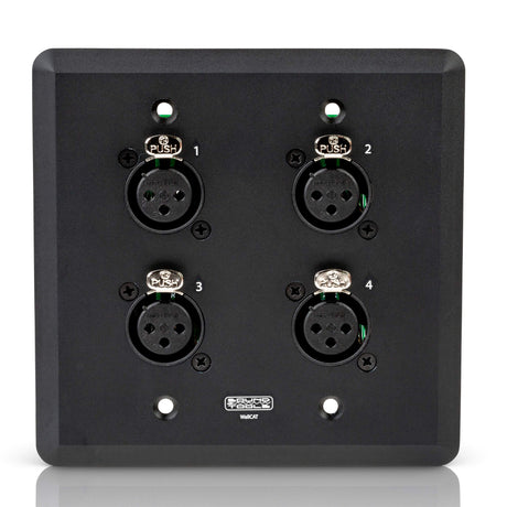 SoundTools WallCAT 2 Gang Wall Panel with 4 Female XLR to RJ45 Black