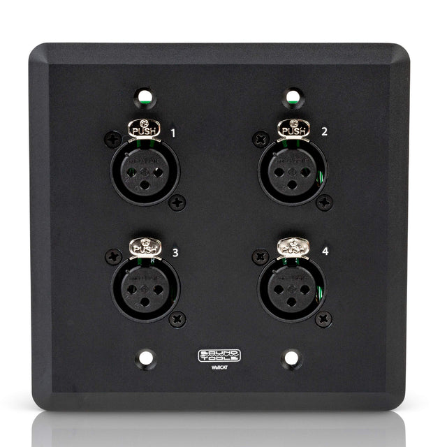 SoundTools WallCAT 2 Gang Wall Panel with 4 Female XLR to RJ45 Black