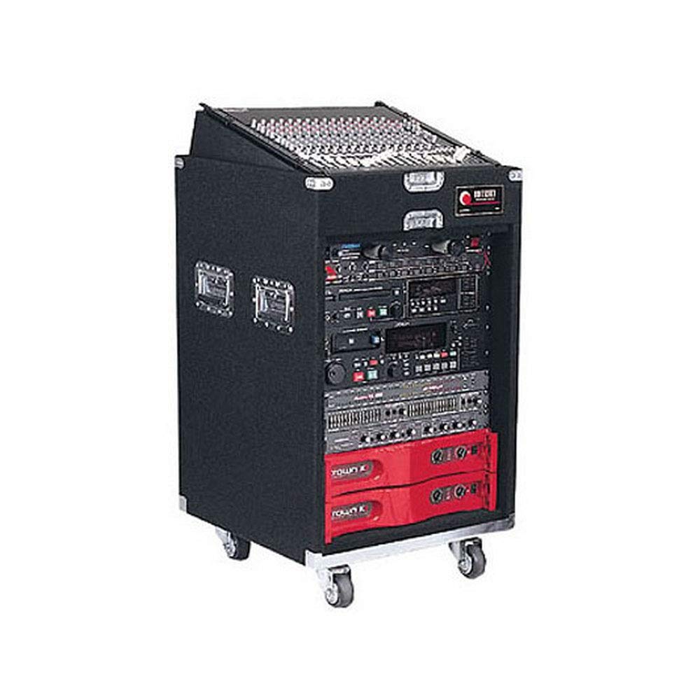 Odyssey 11 Space Slanted 14 Space Vertical Carpeted Combo Rack Case with Wheels (Used) - used