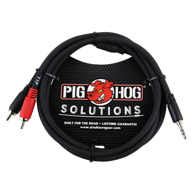Pig Hog PB-S3R03 3-Foot Stereo Breakout Cable 3.5mm to Dual RCA