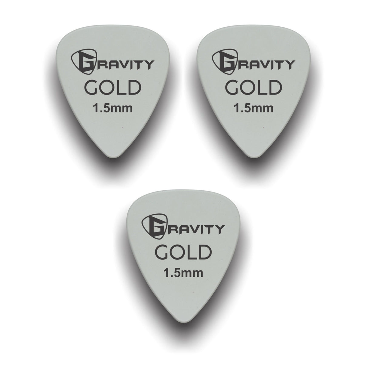 Gravity Picks GP15GY-3pk Colored Gold Series Picks Traditional 351 1.5mm Gray 3-Pack - accessories