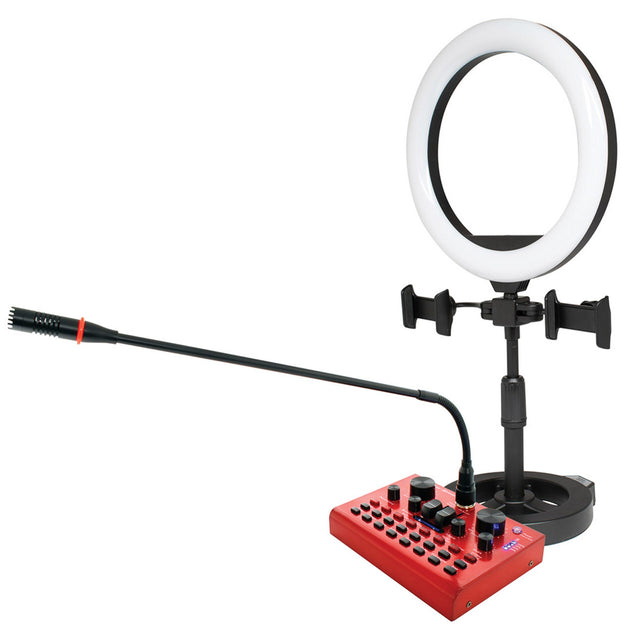 VocoPro STREAMER-DESKTOP VLOG USB Audio Interface with Gooseneck Microphone and Ring Light