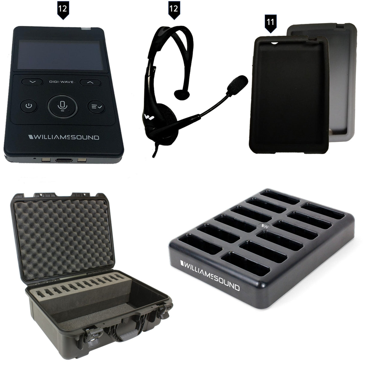 Williams AV DWS TGS VIP 12 400 Digi-Wave 400 Series Tour Guide System for 2 or More Tour Guides