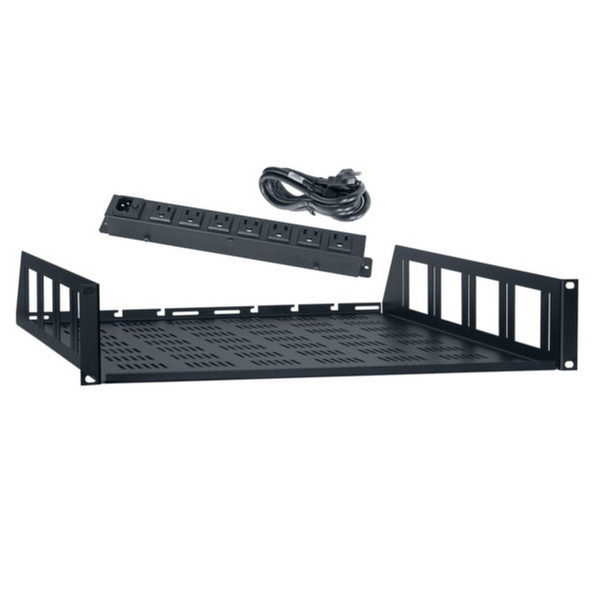 Lowell USVAC-218 USV Utility Shelf + AC Power Strip 2U