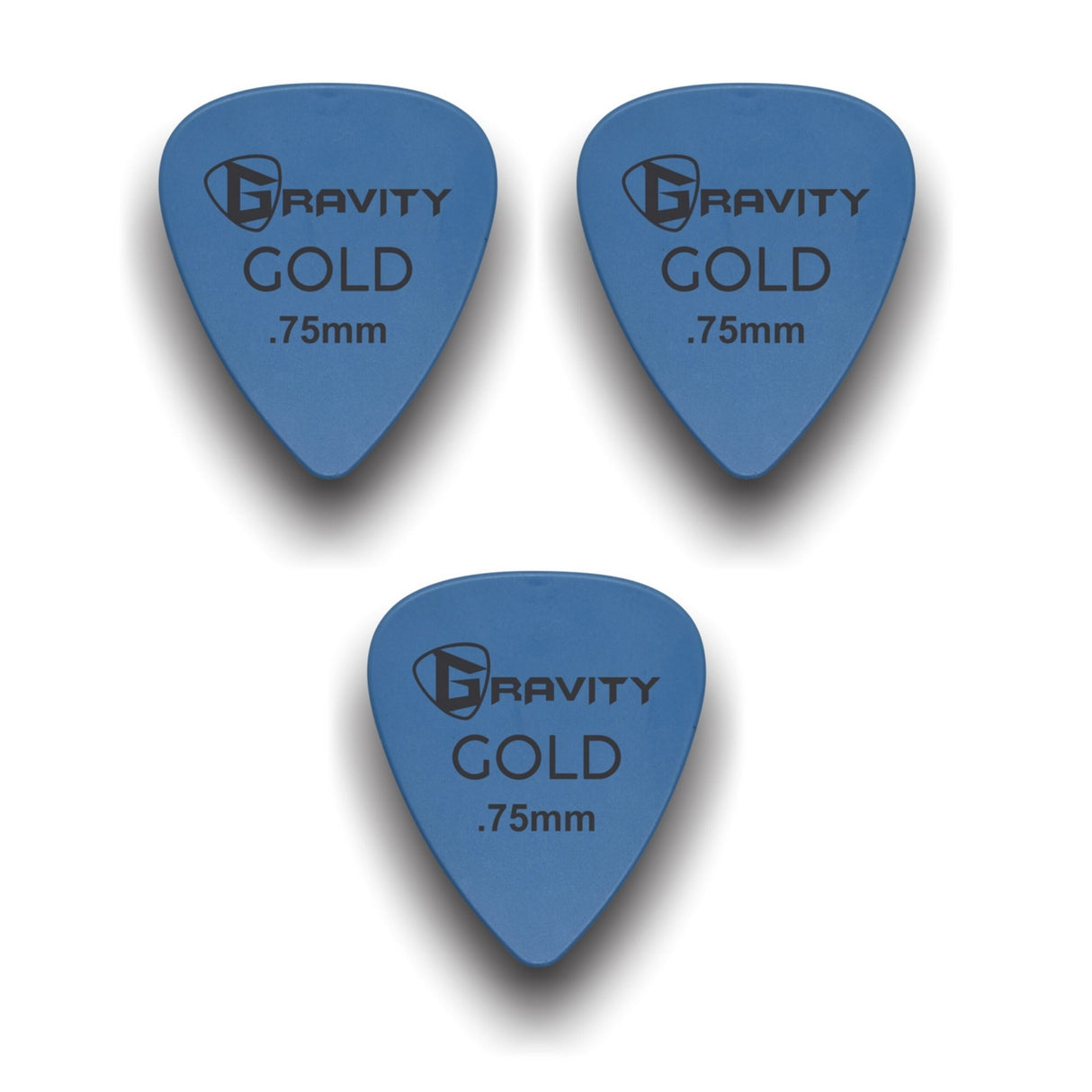 Gravity Picks GP75BL-3pk Colored Gold Series Picks Traditional 351 0.75mm Blue 3-Pack - accessories