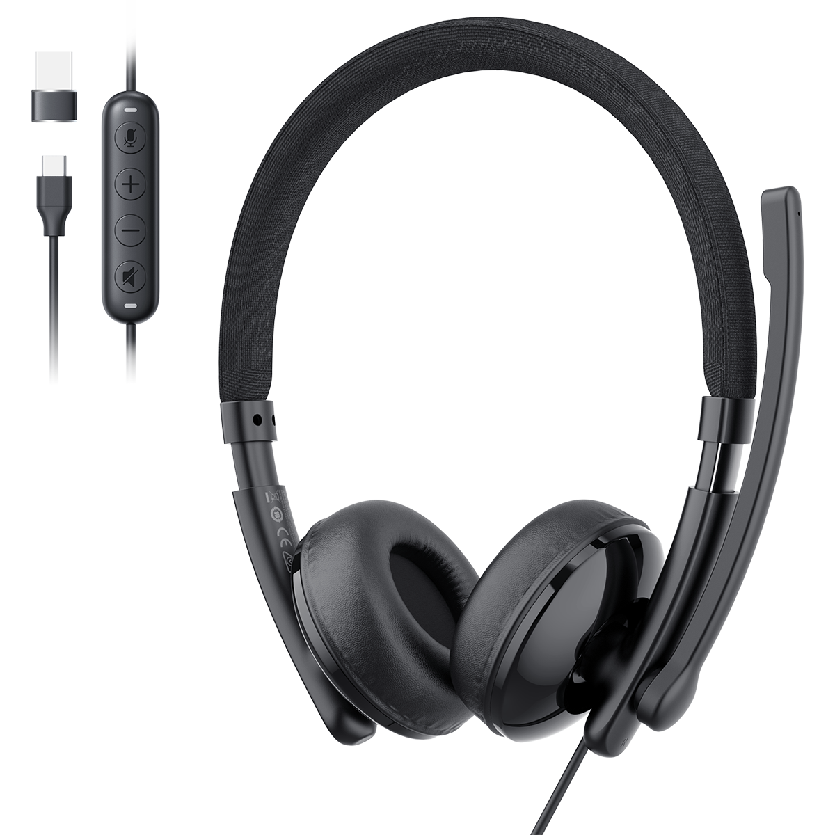 eMeet GeniusCall HS50 On-Ear Wired Headset with ENC Boom Mic Headsets - view 3