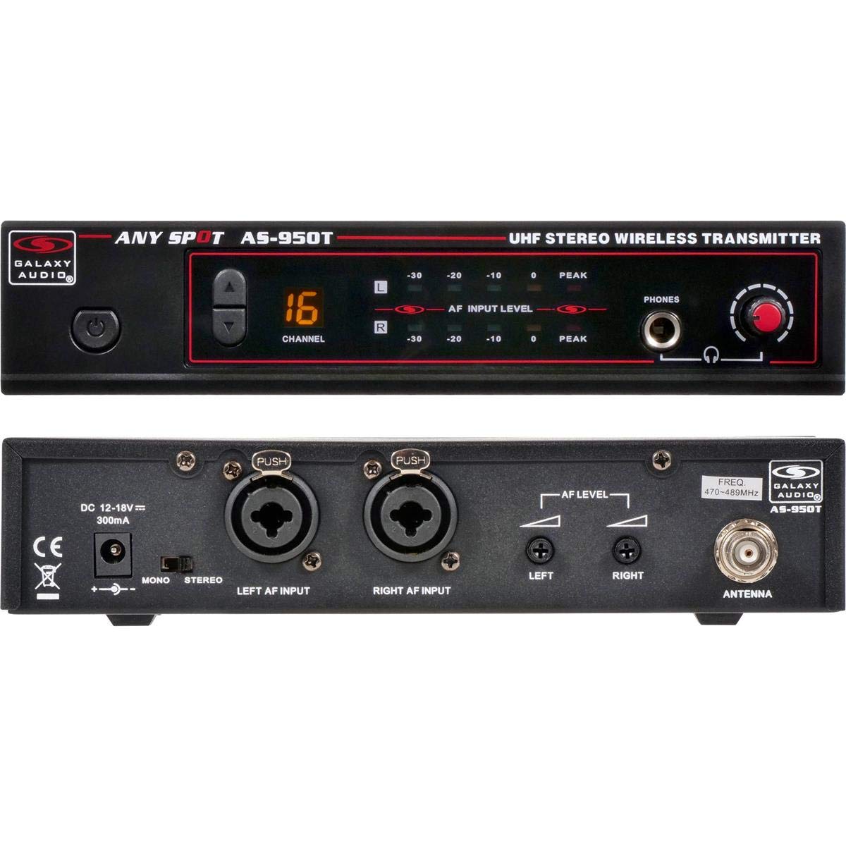 Galaxy Audio AS-950P2 16 Channel Stereo Wireless Personal In-Ear Monitor System 470-494 MHz