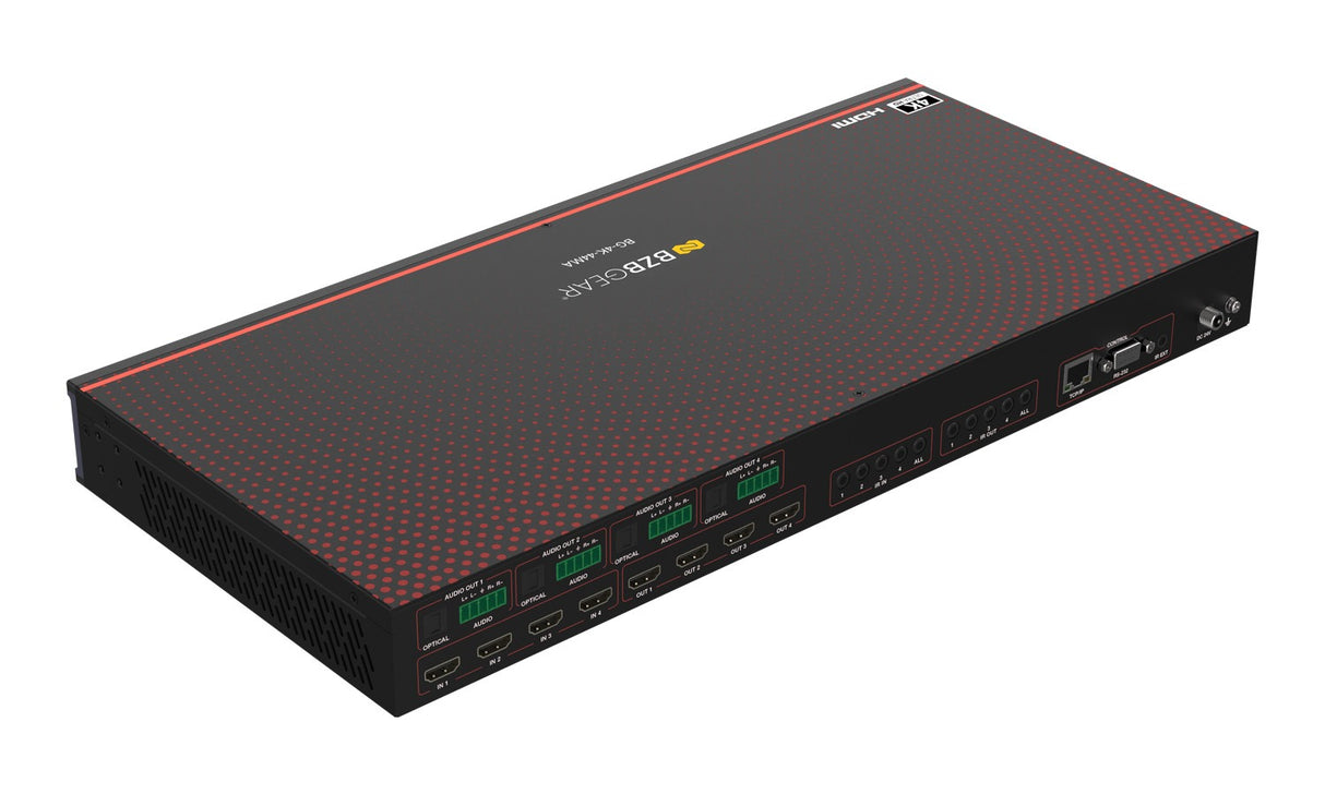 BZBGEAR BG-4K-44MA 4x4 HDMI 2.0 Matrix Switcher with Audio De-Embedding