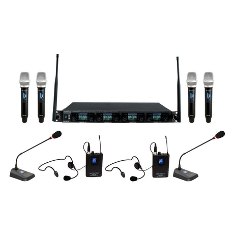 Vocopro UDX-WORSHIP 8-User Digital PLL Combo Wireless Mic System with Handheld Headset and Podium Mics