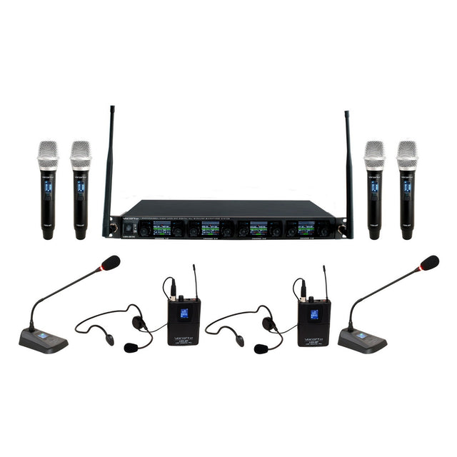 Vocopro UDX-WORSHIP 8-User Digital PLL Combo Wireless Mic System with Handheld Headset and Podium Mics