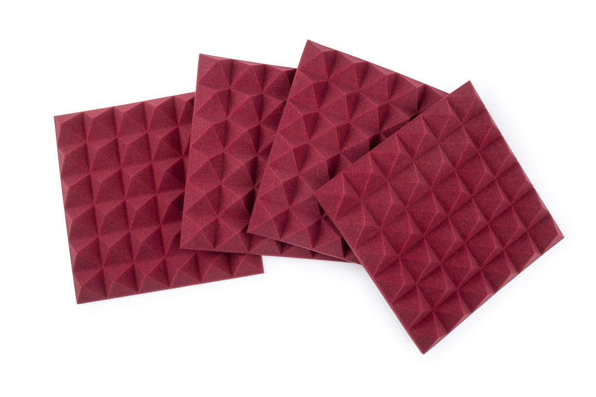 Gator GFW-ACPNL1212PBDY-4PK 4 Pack of Burgundy Acoustic Pyramid Panel 12 x 12 Inches
