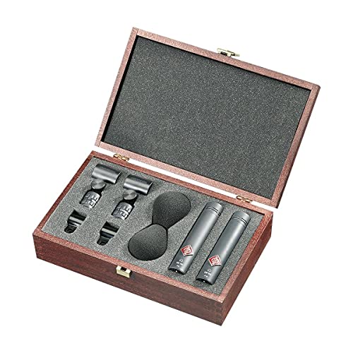 Neumann SKM 185 MT Stereo Set includes Two Each: KM185 SG21BK WNS100 in One Woodbox Matte Black