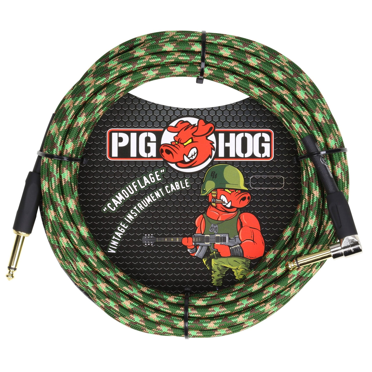 Pig Hog PCH20CFR ’Camouflage’ Instrument Cable 20ft. Right Angle