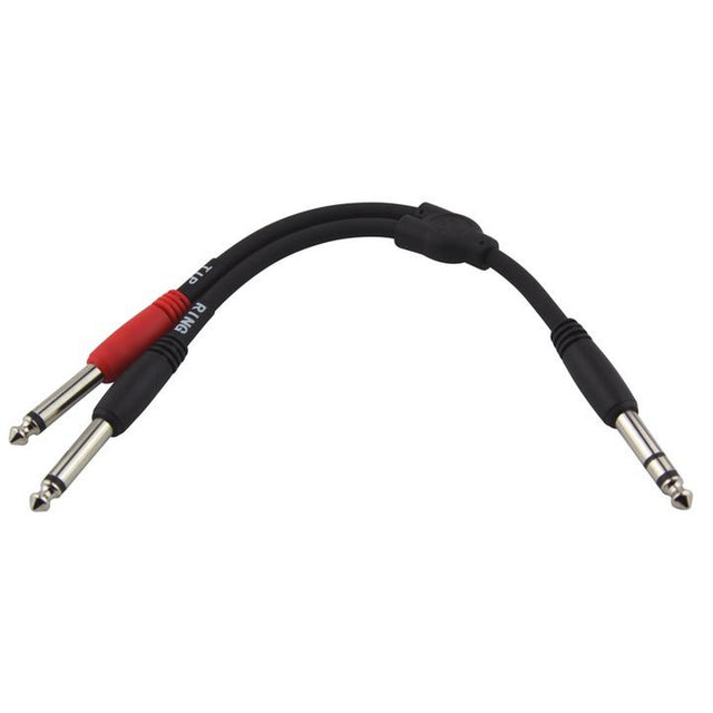 Pig Hog PY-S214M 6-Inch Y Cable Stereo 1/4-Inch (M)-Dual Mono 1/4-Inch (M)