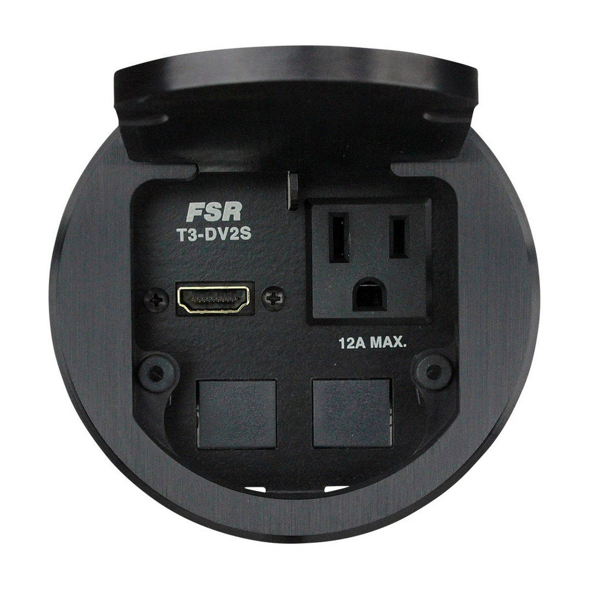 FSR T3-DV2S-BLK 3.5 Inch Table Box with 1 HDMI 2 Data 1 AC Round Black