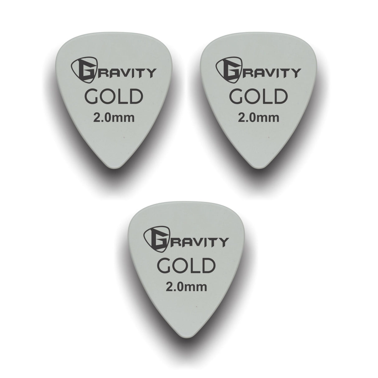 Gravity Picks GP20GY-3pk Colored Gold Series Picks Traditional 351 2.0mm Gray 3-Pack - accessories