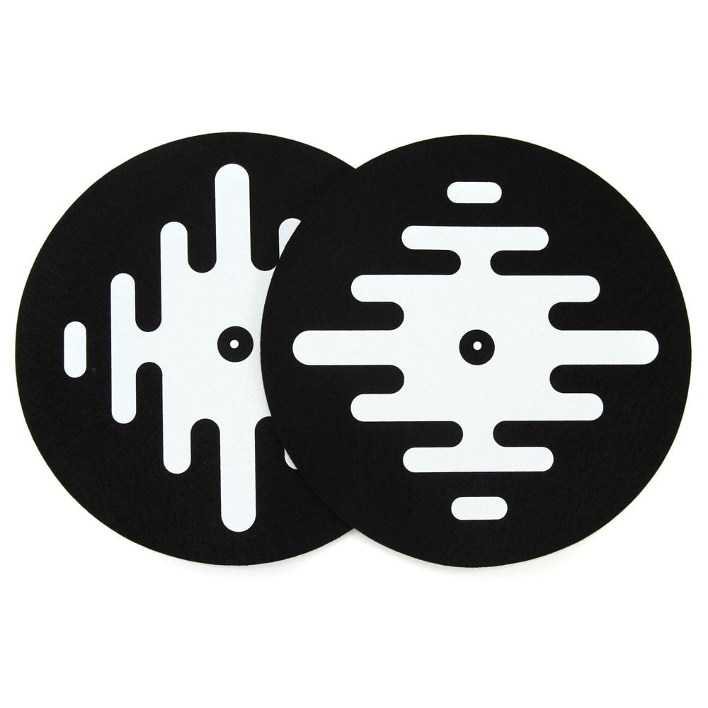 Serato 12-Inch Logo Slipmats Vinyl White on Black Pair