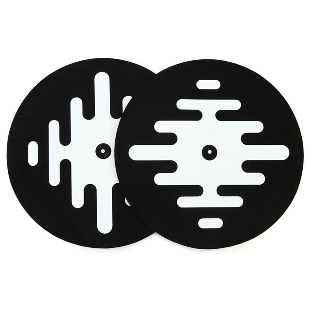 Serato 12-Inch Logo Slipmats Vinyl White on Black Pair