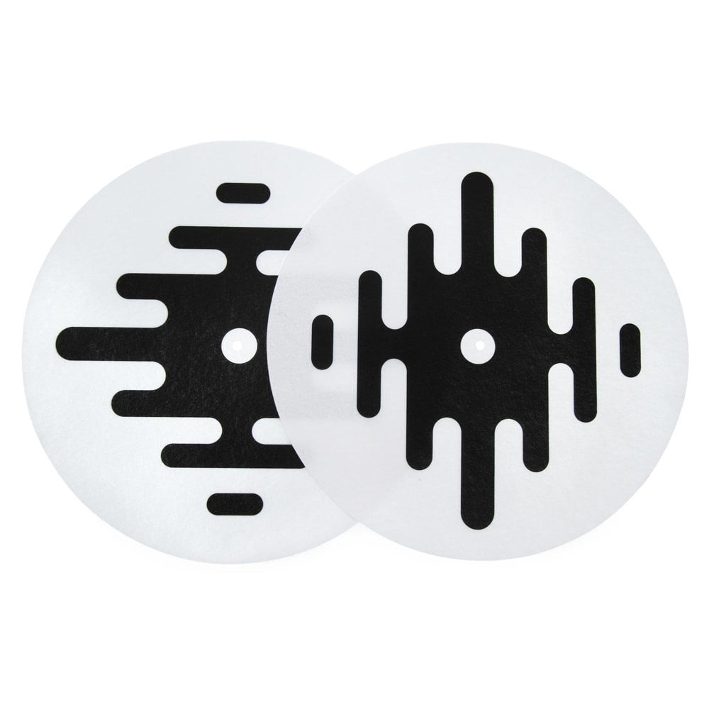 Serato 12-Inch Logo Slipmats Vinyl Black on White Pair