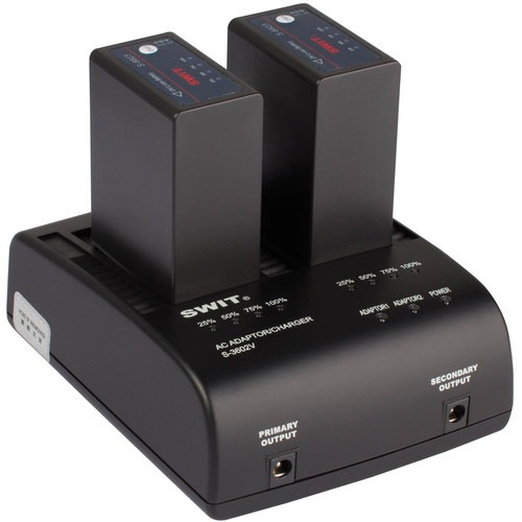 SWIT S-3602V Dual JVC BN-VF823 Battery Charger and DC Adapter