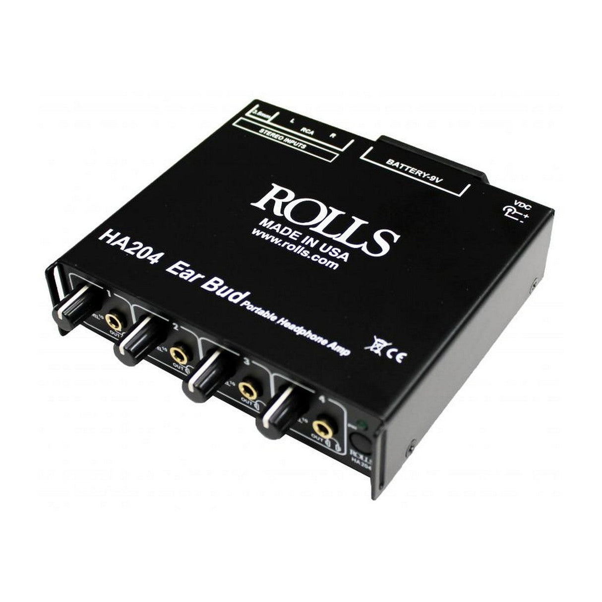 Rolls HA204p Portable Four Channel Stereo 1/8 Dual RCA Battery Operated Full Frequency Response Headphone Amplifier