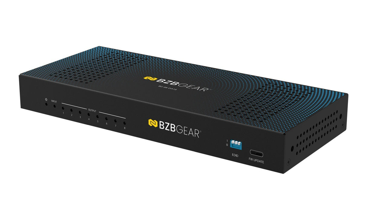BZBGEAR BG-8K-DA18 1x8 HDMI 2.1 8K Splitter with Downscaling & Audio De-Embedding