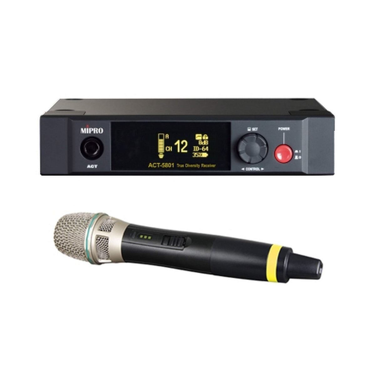 MIPRO ACT-5801/ACT-58H ISM 5 GHz 1/2U Single Channel Digital Receiver with Handheld Microphone Transmitter