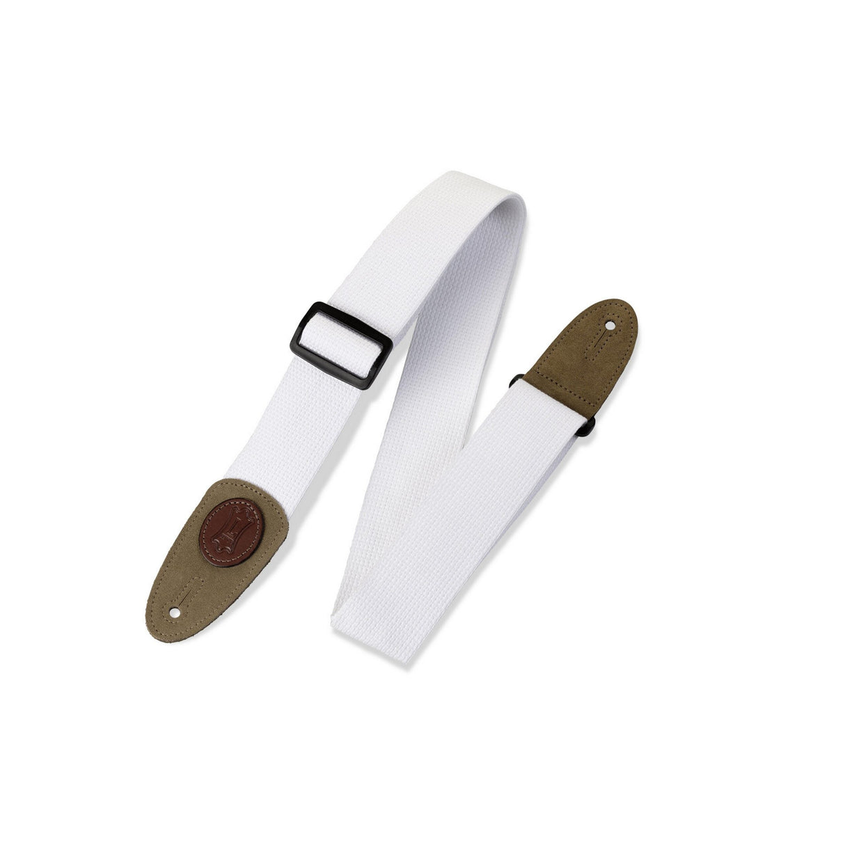 Levy's 2-Inch Signature Series Cotton Guitar Strap with Suede Ends and Tri-Glide Adjustment, White