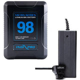 IndiPRO PSKT25 Micro-Series 98Wh Li-Ion V-Mount Battery and D-Tap Pro Charger 2.5A Kit