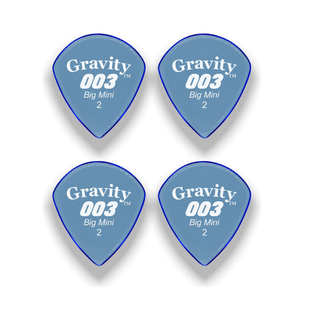 Gravity Picks G003B2P-4pk 003 Series Picks Polished Big Mini Size 2mm Blue 4-Pack - accessories