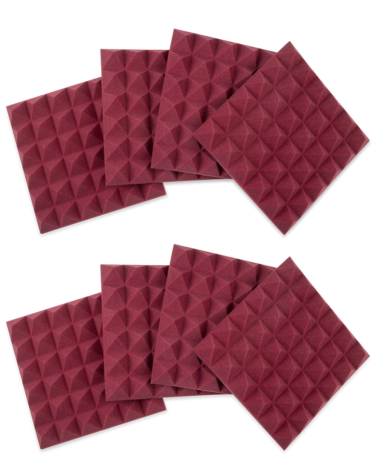 Gator GFW-ACPNL1212PBDY-8PK 8 Pack of Burgundy Acoustic Pyramid Panel, 12 x 12 Inches