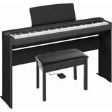 Yamaha P225BLB 88-Key Weighted Digital Piano Bundle with Stand, Bench