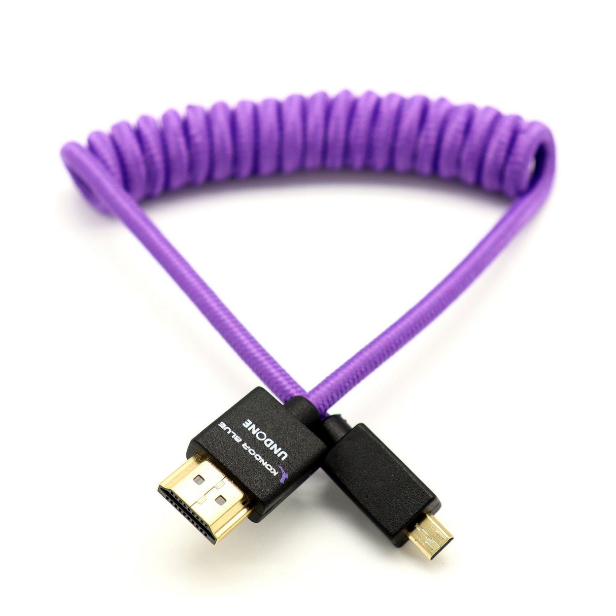 Kondor Blue Gerald Undone Micro HDMI to Full HDMI Cable 12-Inch-24-Inch Coiled, Purple