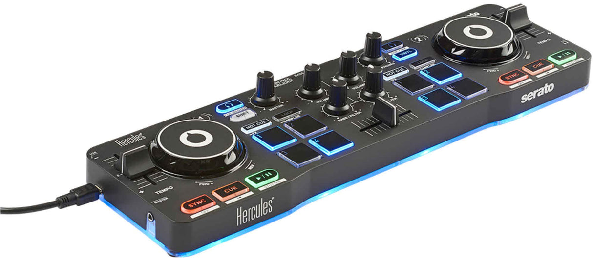 Hercules DJControl Starlight DJ Compact Controller with Built-in Sound Card for Serato