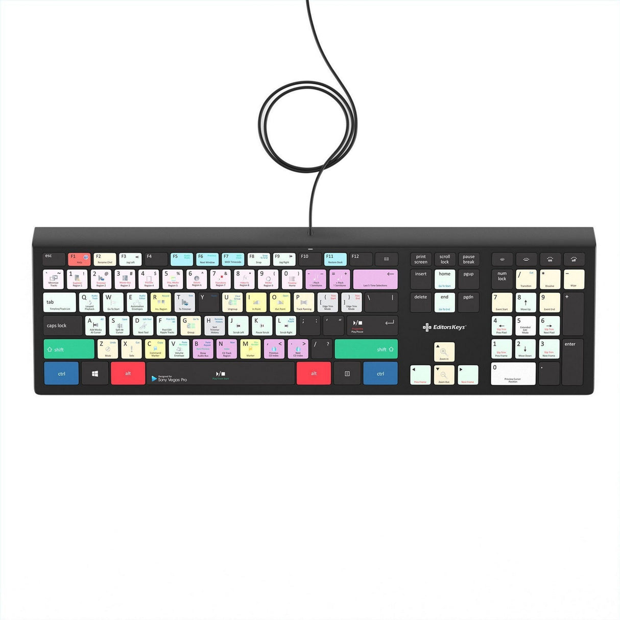 Editors Keys VEGA-BL-WIN-US Sony Vegas Pro Backlit Keyboard for Windows, US