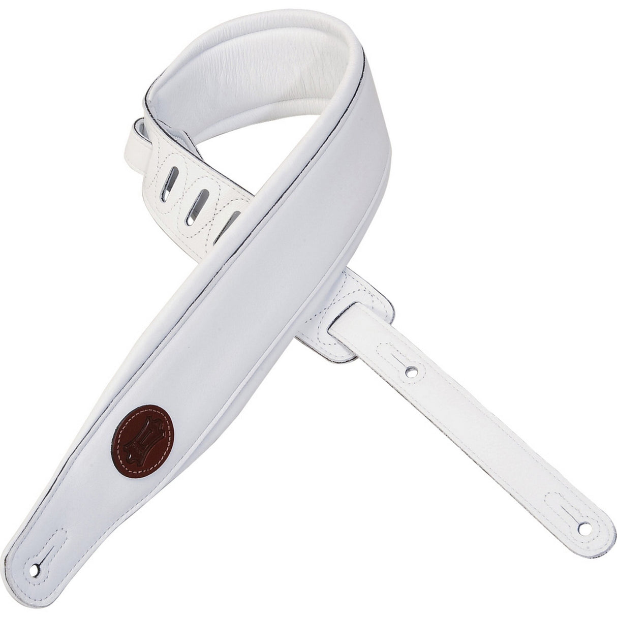 Levy's 3-Inch Signature Series Garment Leather Guitar Strap, White