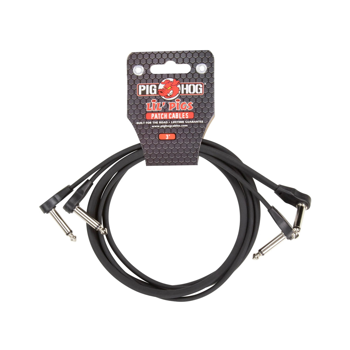 Pig Hog PHLSK3BK Lil' Pigs 3ft Low Profile Patch Cables, 2-Pack