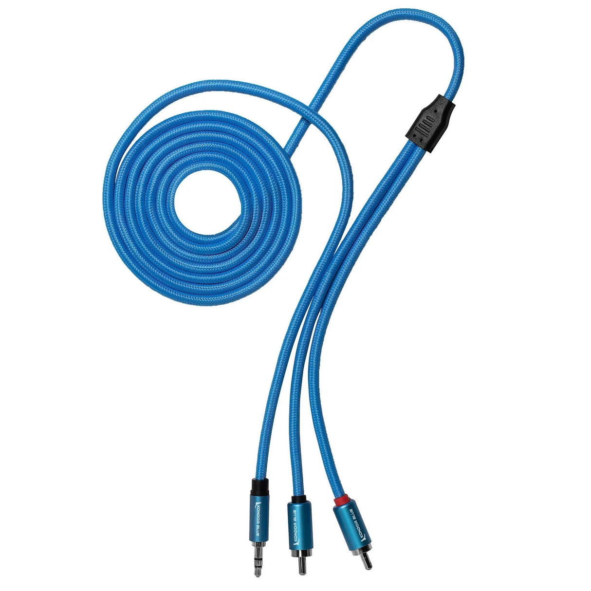 Kondor Blue Dual Male RCA to 3.5mm Stereo Mini TRS Audio Cable, 6-Feet