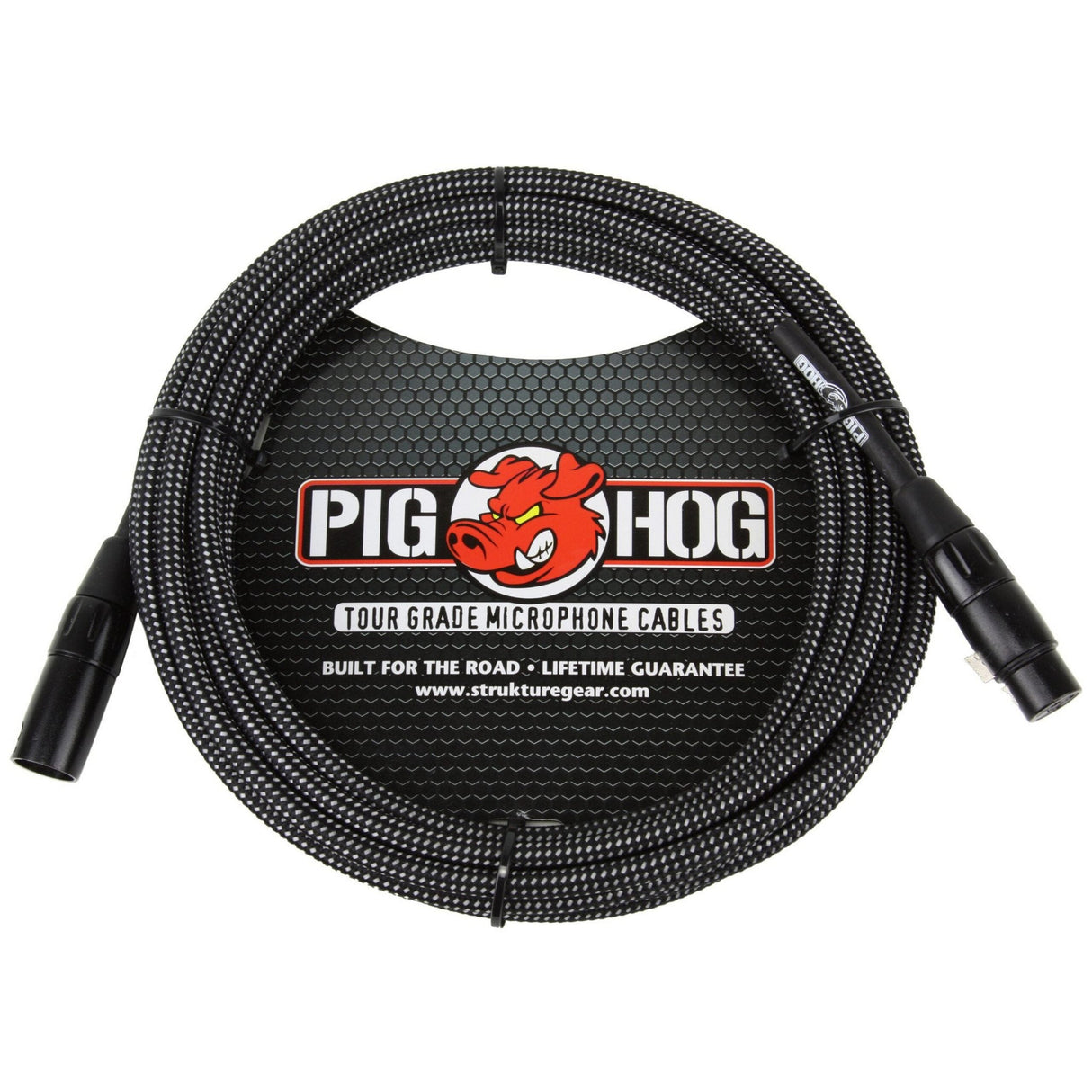 Pig Hog PHM20BKW Black and White Woven Microphone Cable, 20ft XLR