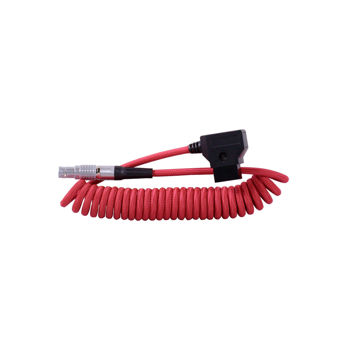 1SV D-TAP to LEMO 2-Pin 0B Male Coiled Power Cable, 12-24-Inches, Red