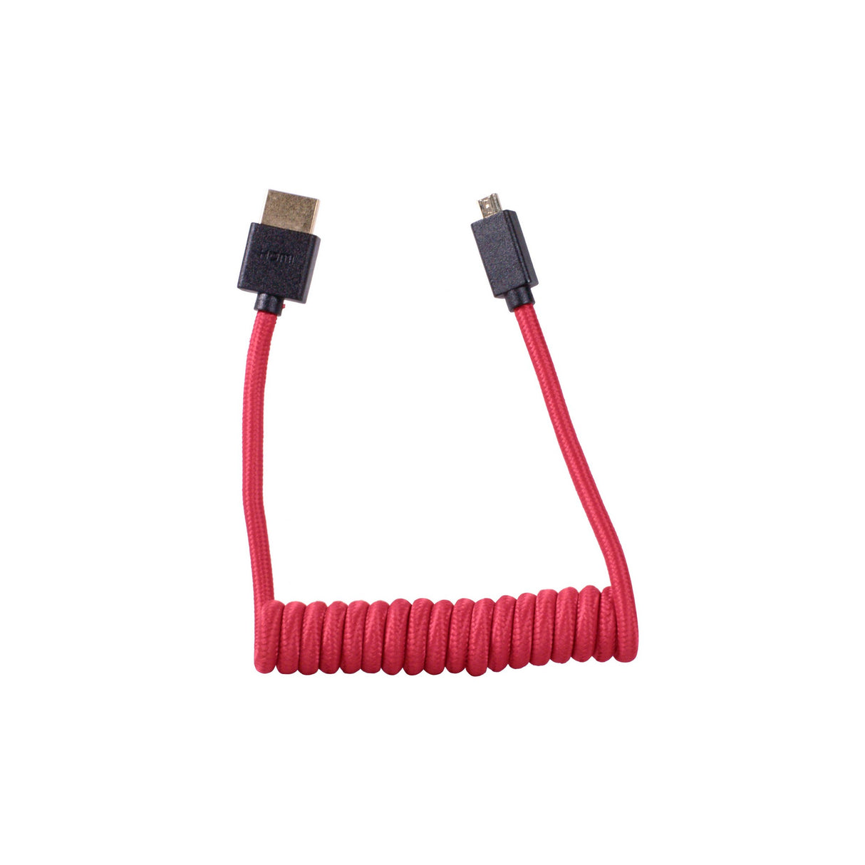 1SV Coiled Micro HDMI Male to Full HDMI Male Coiled Cable, 12-24-Inches, Red