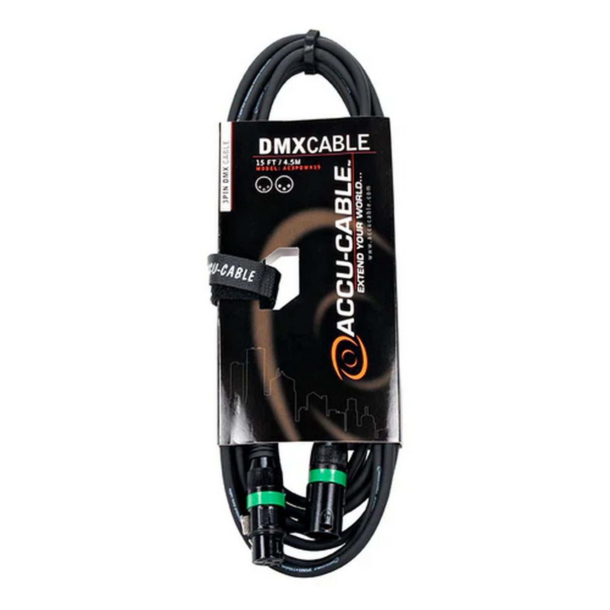 Accu Cable AC3PDMX15 3‑Pin DMX Cable, 15-Feet