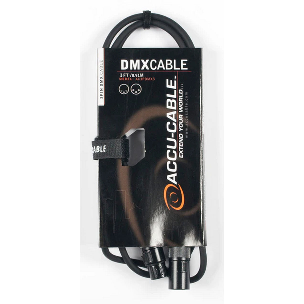 Accu Cable AC3PDMX3 3‑Pin DMX Cable, 3-Feet