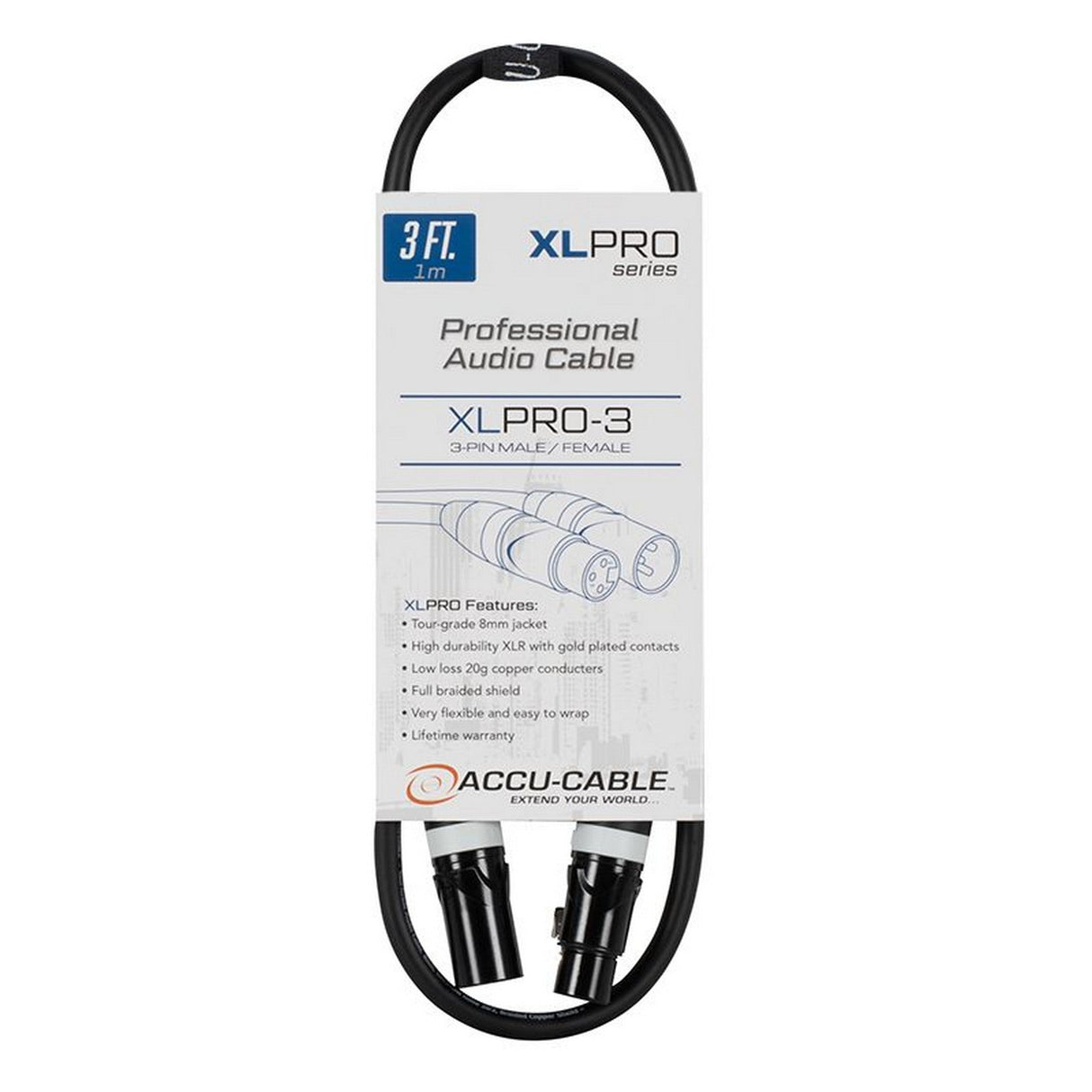 Accu Cable XLPRO Professional XLR Male to Female Audio Cable