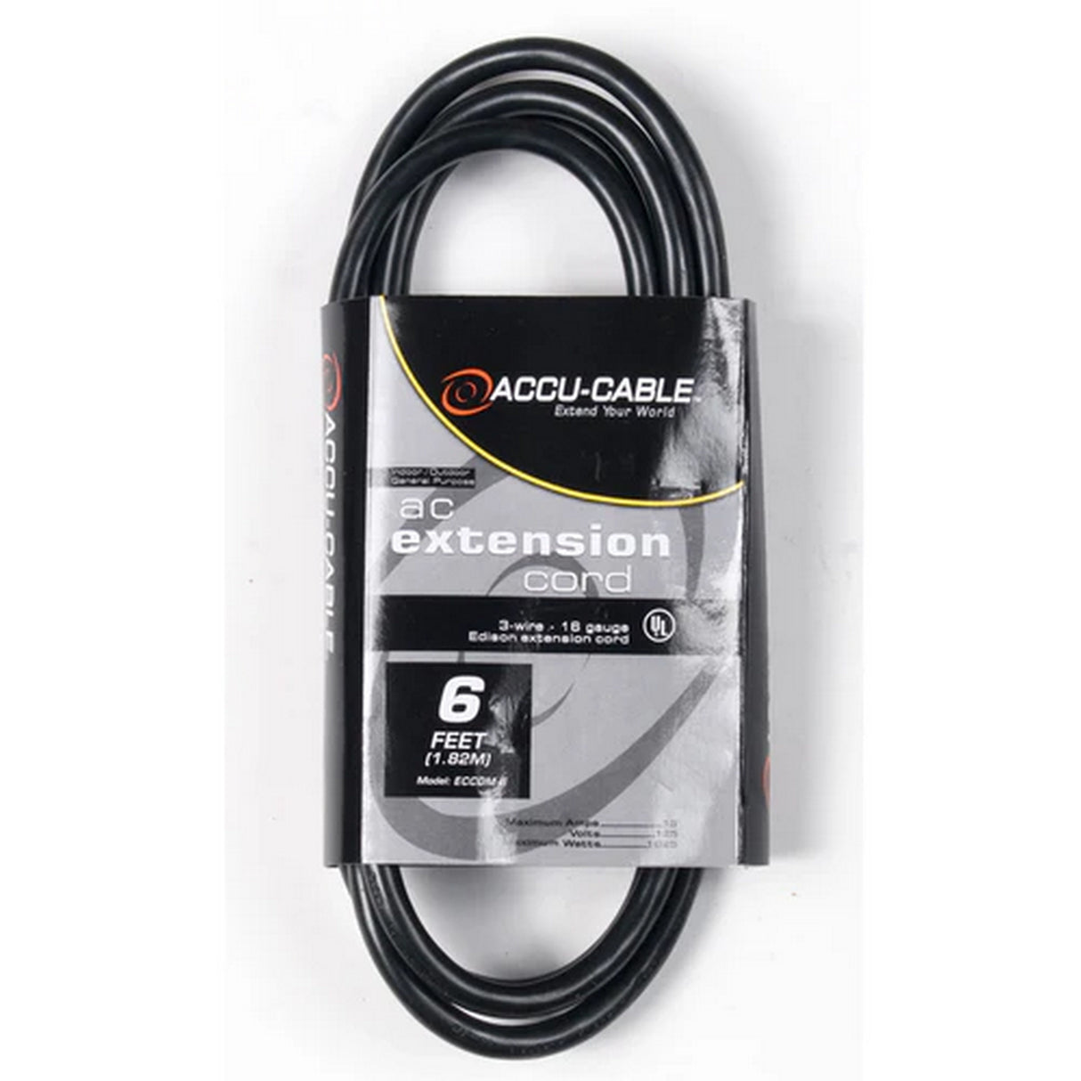 Accu Cable ECCOM6 IEC Male-to-Female PowerLink Cable, 6-Fee