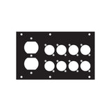 Ace Backstage Co. PNL-128 + R Aluminum F Panel with 8 Connectrix and 1 Duplex Cutouts