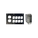 Ace Backstage Co. PNL-128 + SB Aluminum F Panel with 8 Connectrix Cutouts 1 Duplex Cutouts/Single Gang Switchbox